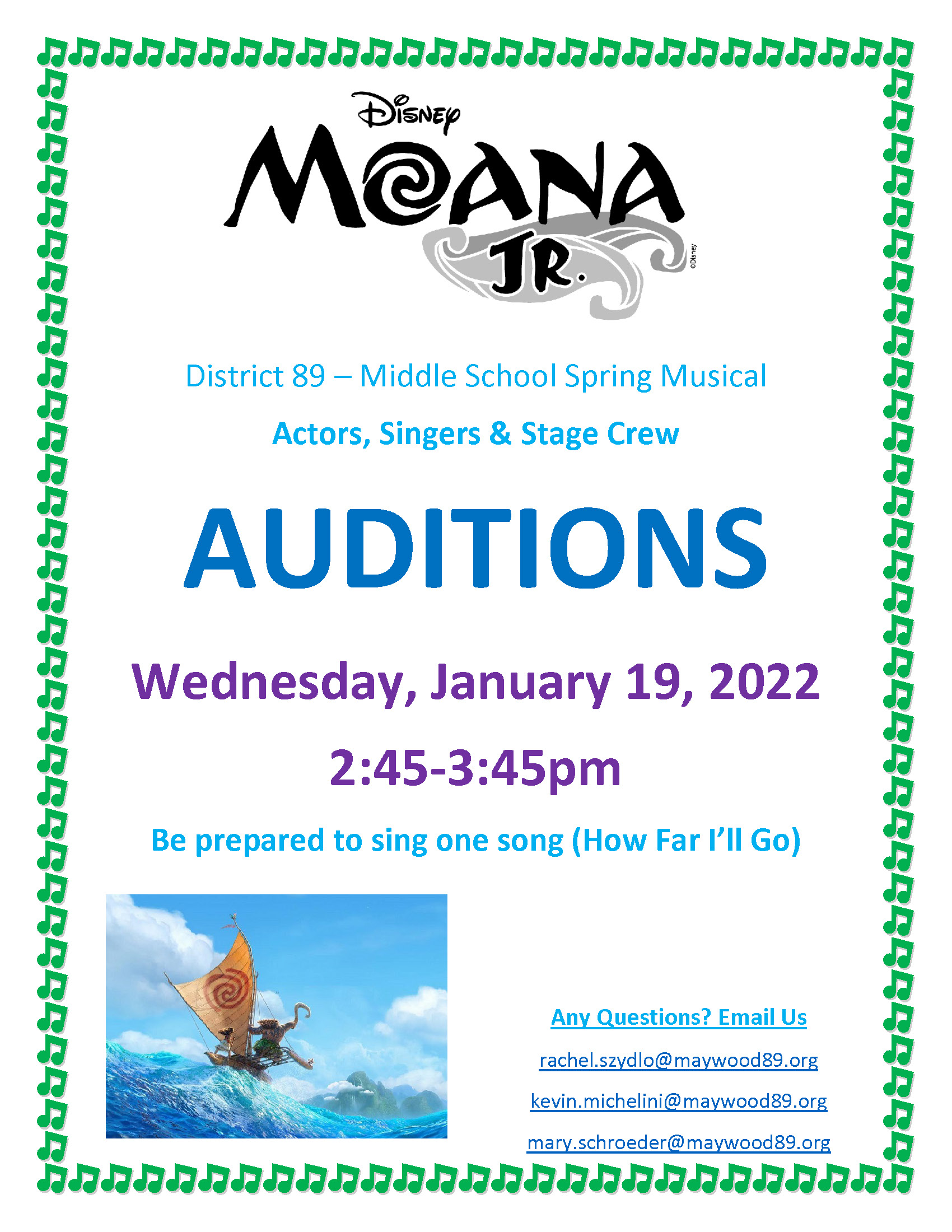 SMS auditions flyer